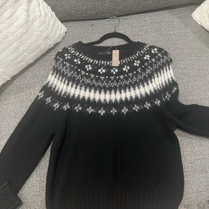 J Crew Women's L Sweater Black Jewel Embellished Fair Isle Wool K5301 NWT BF21